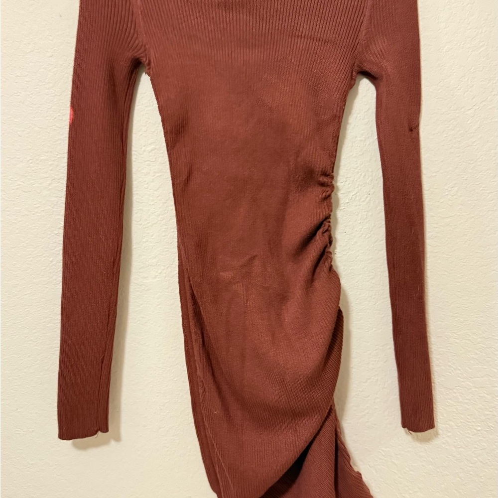 Elegant Brown Long Sleeve Dress